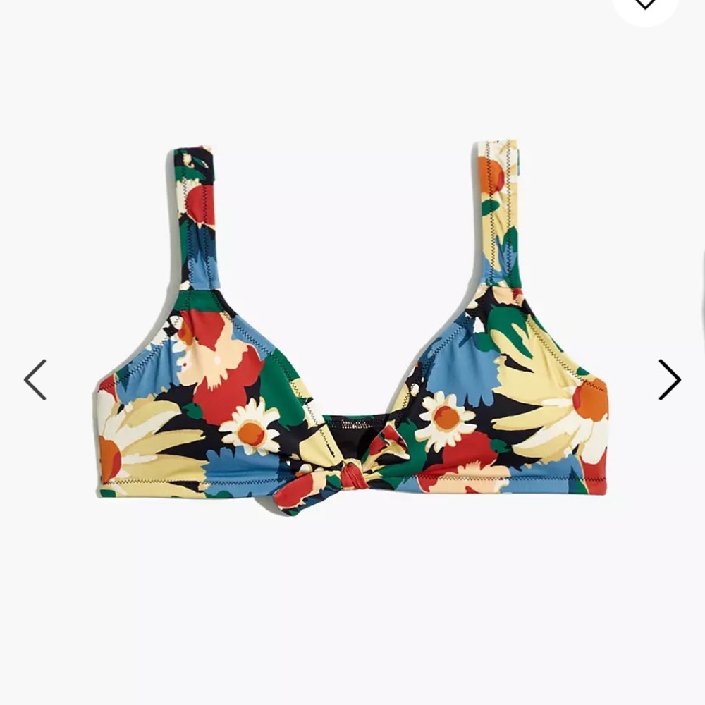 MADEWELL SECOND WAVE TIE FRONT BIKINI TOP IN PAITED GARDEN SIZE XLARGE